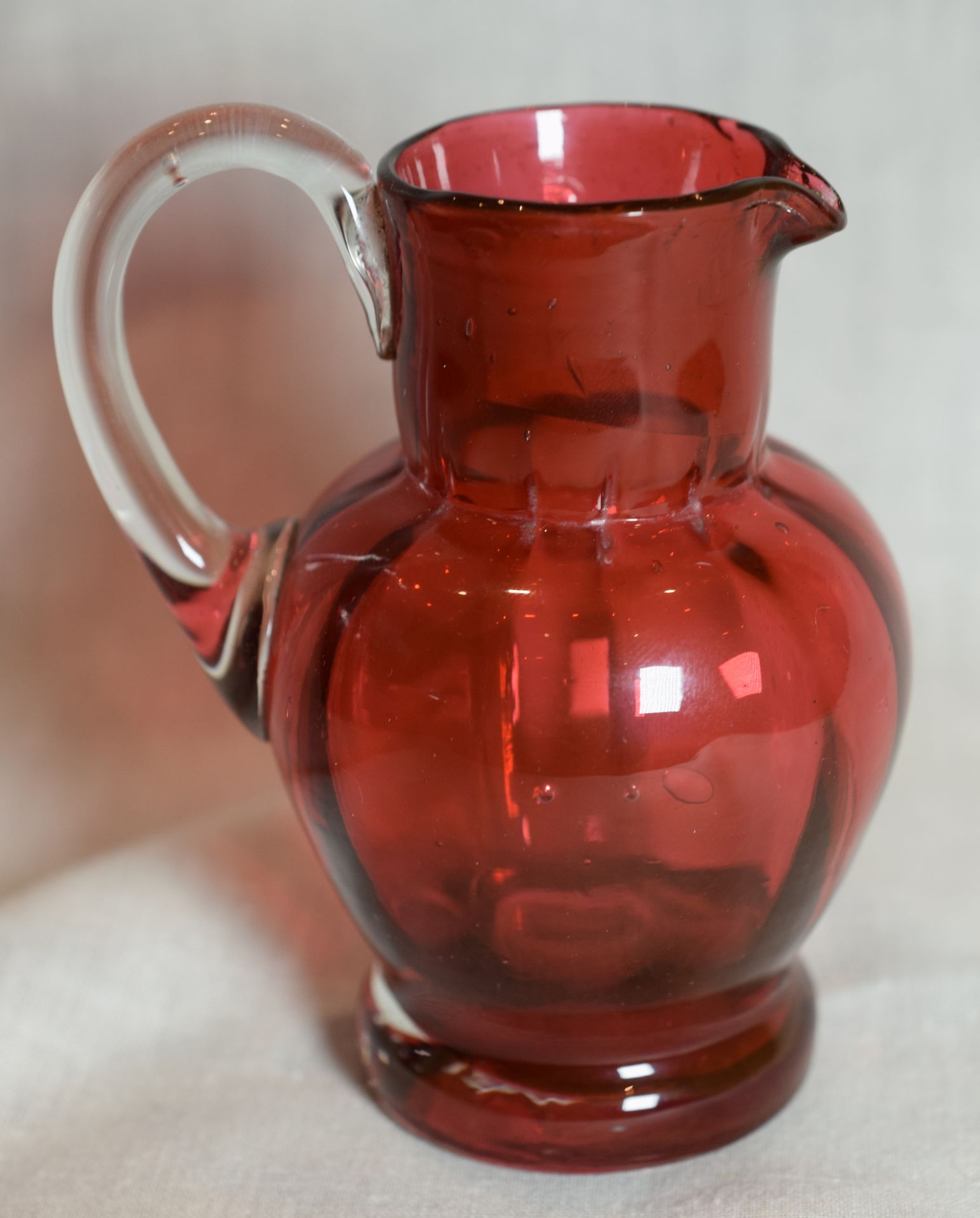 Small Victorian Hand Blown Cranberry Glass Jug NO RESERVE!