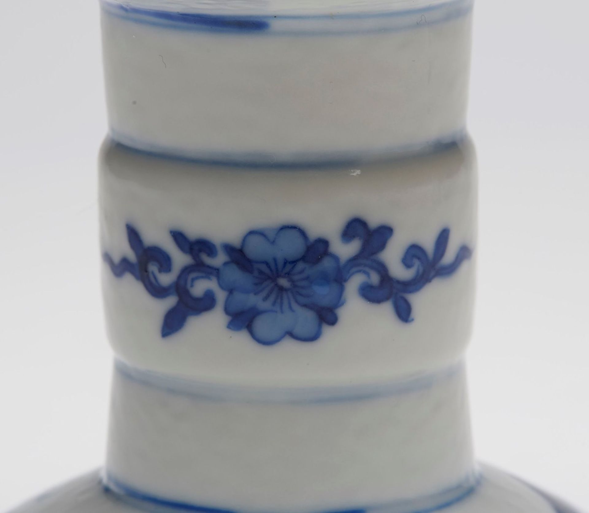 CHINESE BLUE & WHITE ALTAR CANDLESTICK 19TH C. - Image 5 of 8