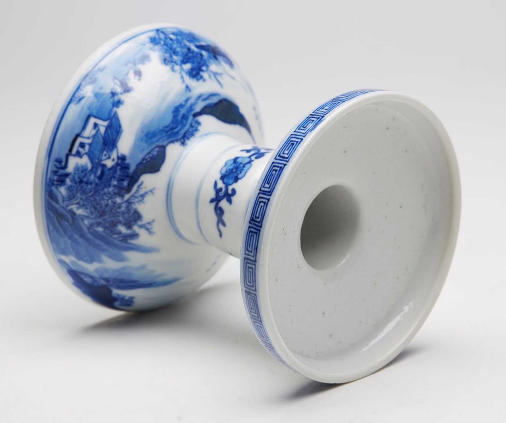 CHINESE BLUE & WHITE ALTAR CANDLESTICK 19TH C. - Image 6 of 8