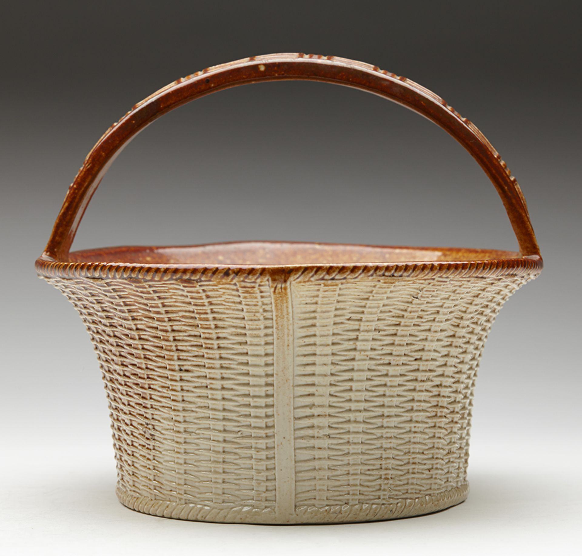 ANTIQUE S & H BRIDDON BRAMPTON SALT GLAZED HANDLED BASKET C.1850 - Image 4 of 12