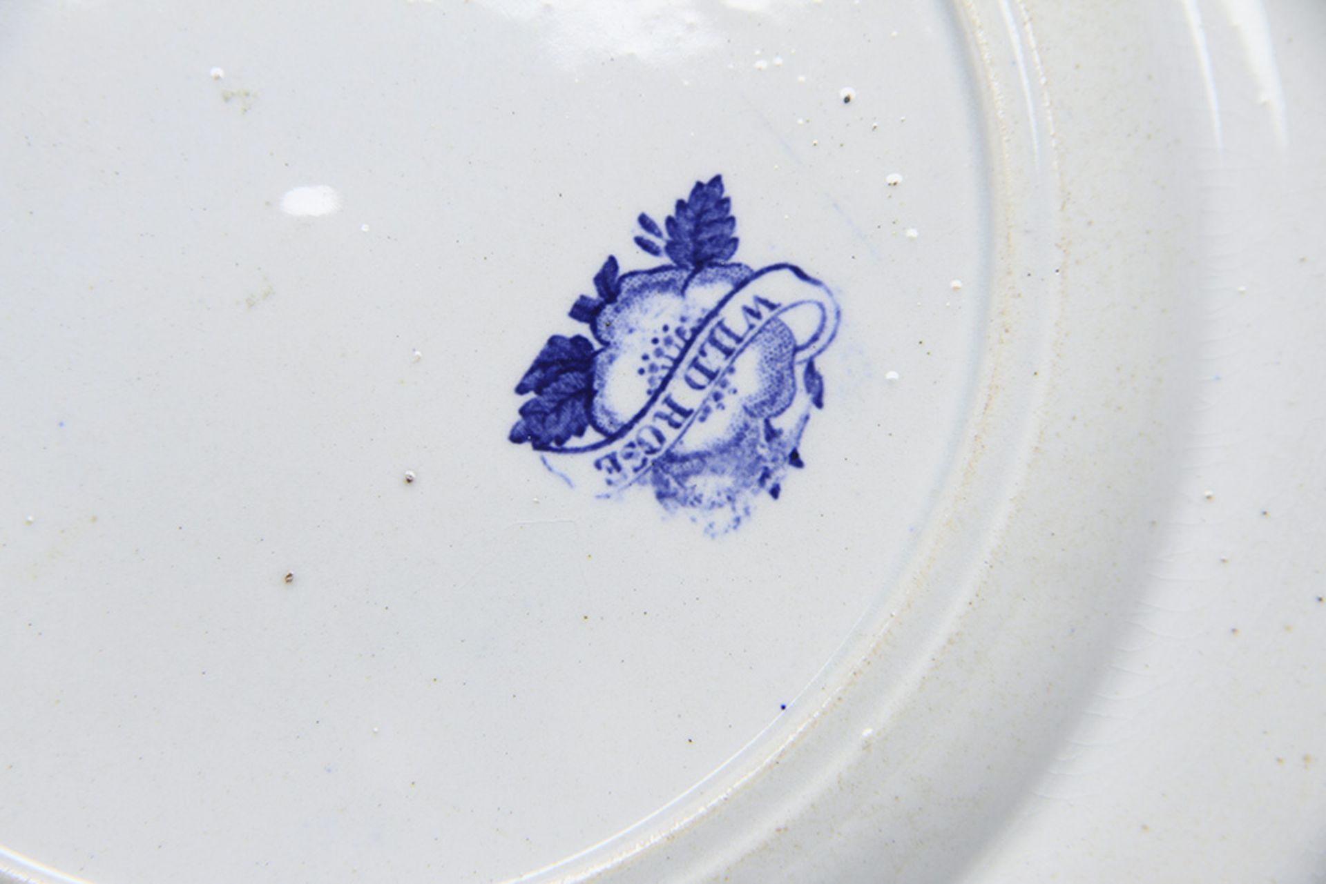 ANTIQUE STAFFORDSHIRE WILD ROSE BLUE & WHITE PLATE c.1830 - Image 2 of 11