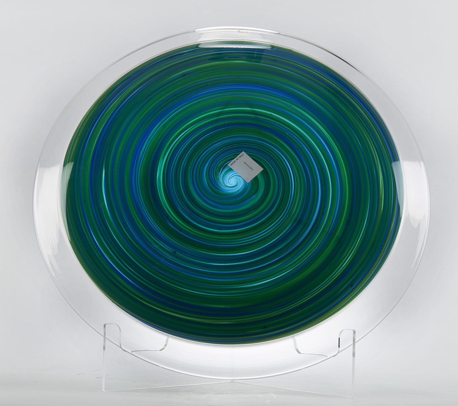 Italian Murano Gino Cenedese Signed Swirl Design Art Glass Charger - Image 5 of 8
