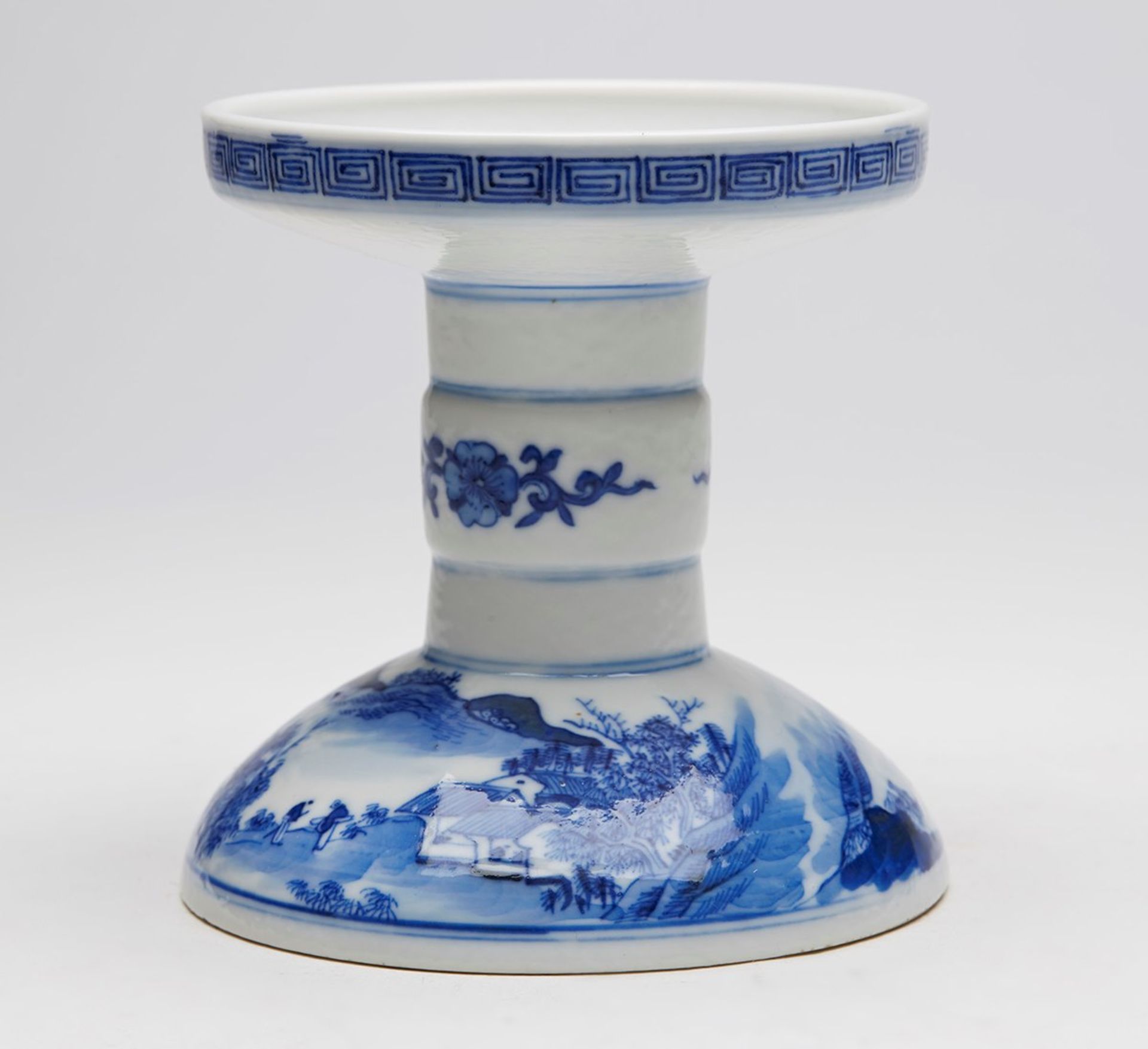 CHINESE BLUE & WHITE ALTAR CANDLESTICK 19TH C.