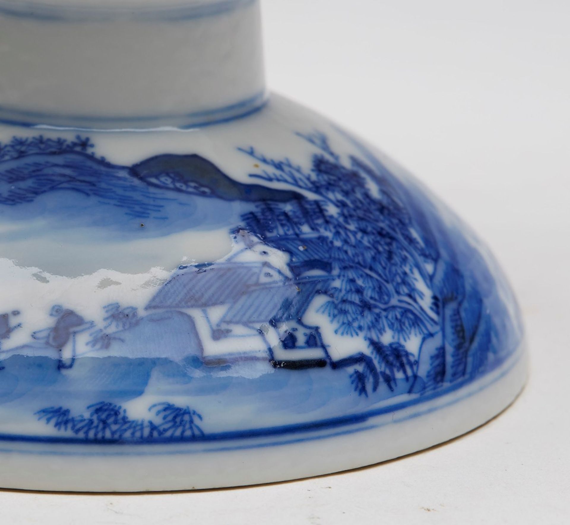 CHINESE BLUE & WHITE ALTAR CANDLESTICK 19TH C. - Image 2 of 8