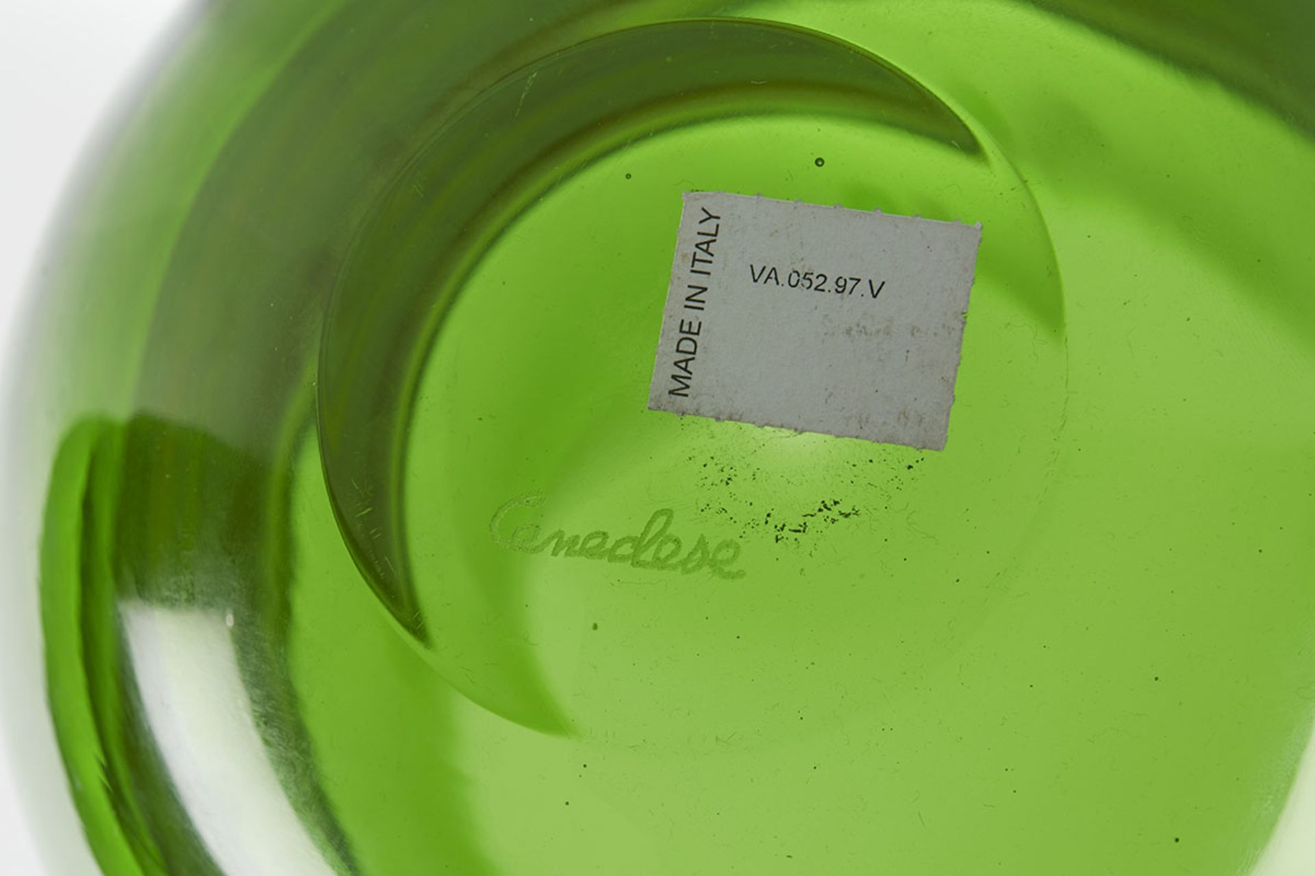 Italian Murano Gino Cenedese Signed Swirl Design Green Art Glass Vase - Image 8 of 9