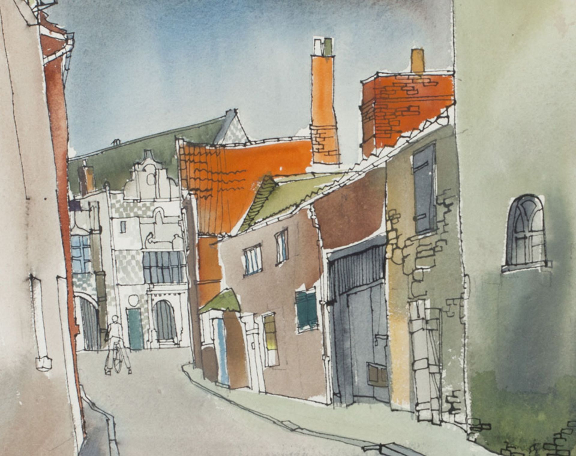 Irish Town Scene Watercolour Anne Tallentire 20Th C. - Bild 3 aus 9