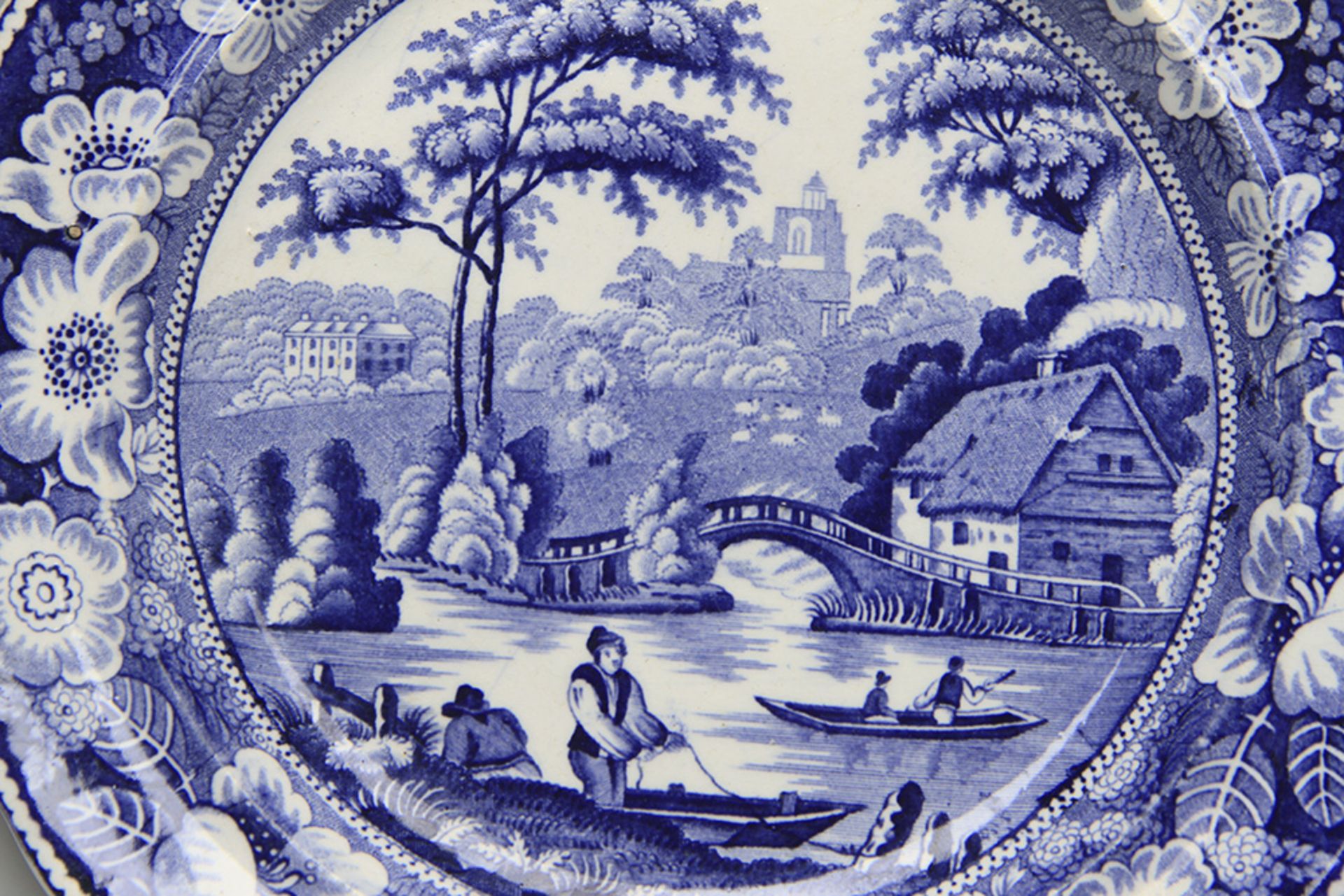 ANTIQUE STAFFORDSHIRE WILD ROSE BLUE & WHITE PLATE c.1830 - Bild 6 aus 11