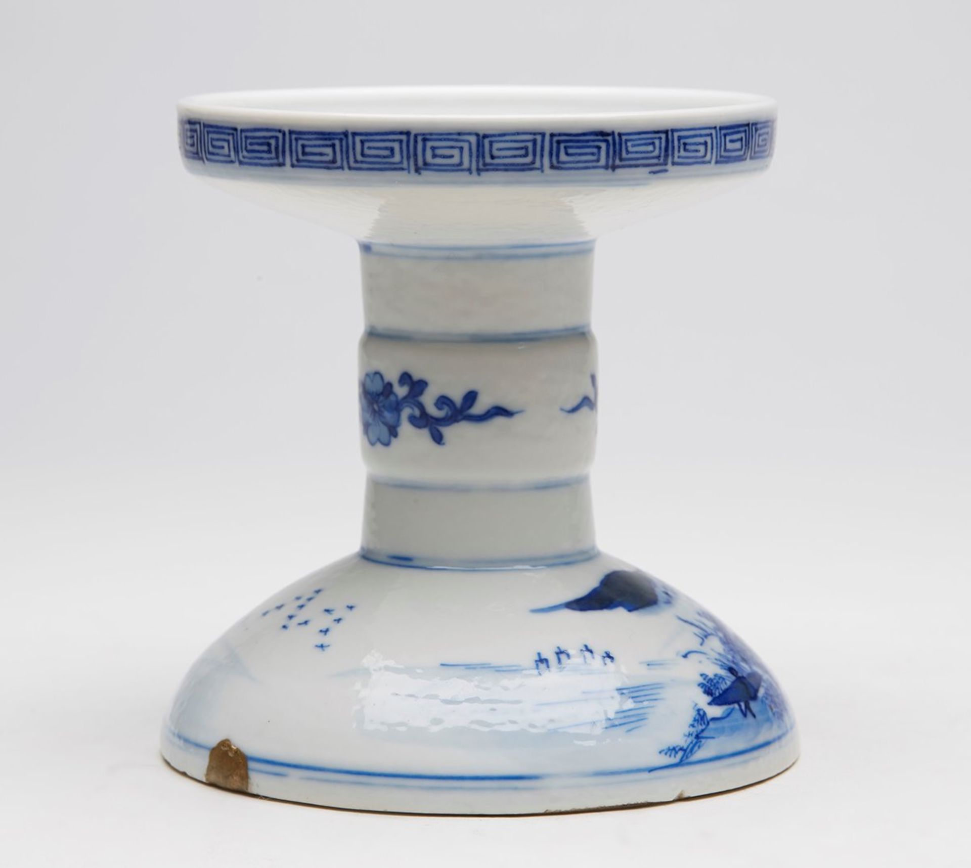 CHINESE BLUE & WHITE ALTAR CANDLESTICK 19TH C. - Image 3 of 8