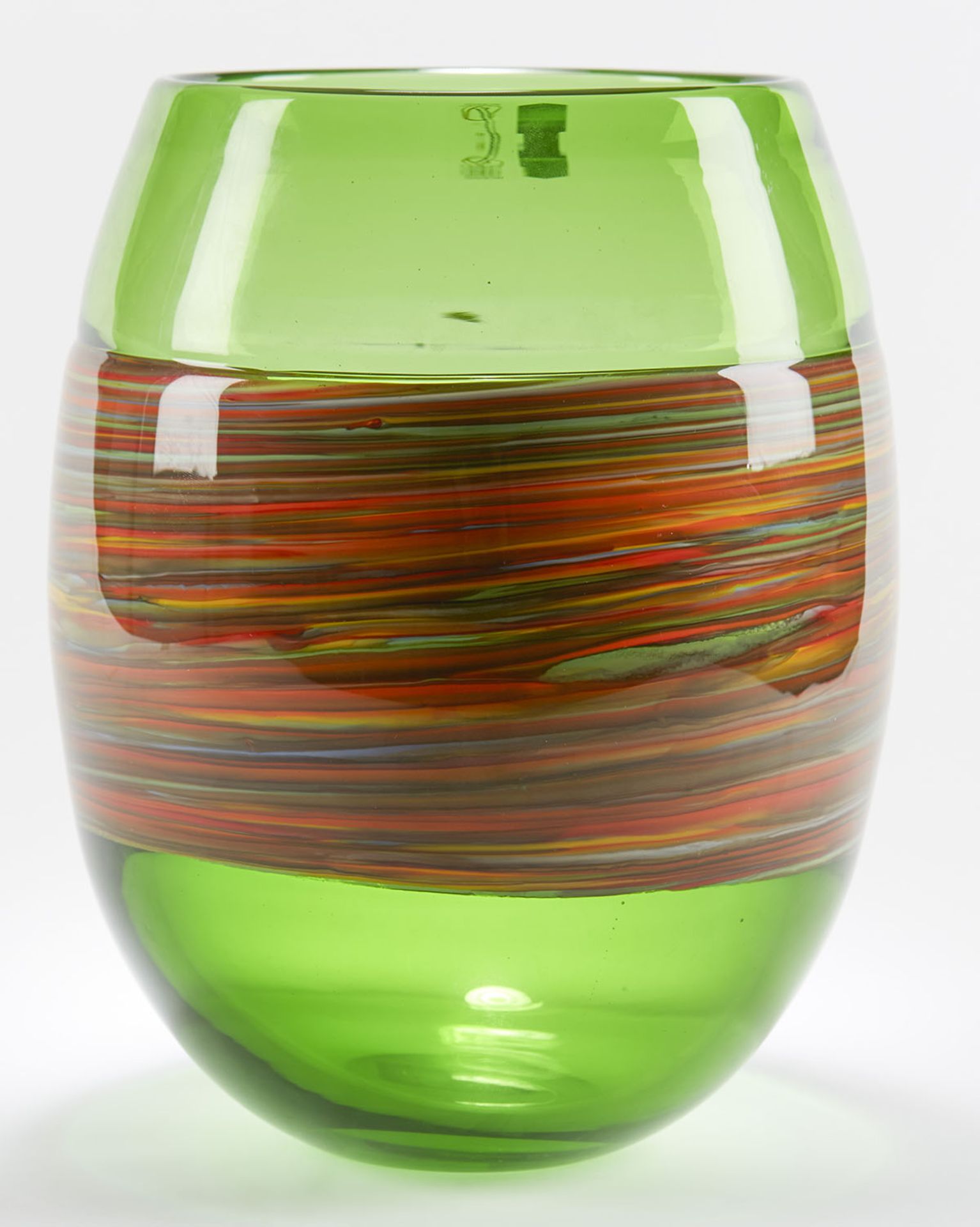 Italian Murano Gino Cenedese Signed Swirl Design Green Art Glass Vase - Image 3 of 9