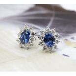 18k White Gold 5.60ct Sapphire & 1.20ct Diamond Chandelier Earrings