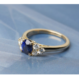 18k Yellow Gold 1.27ct Sapphire & 0.50ct Diamond Ring