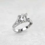 14k White Gold Round Brilliant Cut 2.18ct Diamond Ring