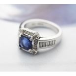 Platinum 2.30ct Sapphire & 1.13ct Diamond Ring