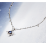 18k White Gold 2.00ct Sapphire & 1.49ct Diamond Necklace