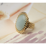 18k Yellow Gold Cabochon Aquamarine Ring