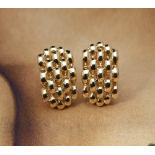 18k Yellow Gold Honeycomb Clip Earrings