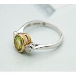 18k White & Yellow Gold 1.25ct Peridot & 0.40ct Diamond Ring