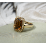 14k Yellow Gold 6.00ct Citrine & 0.40ct Diamond Ring