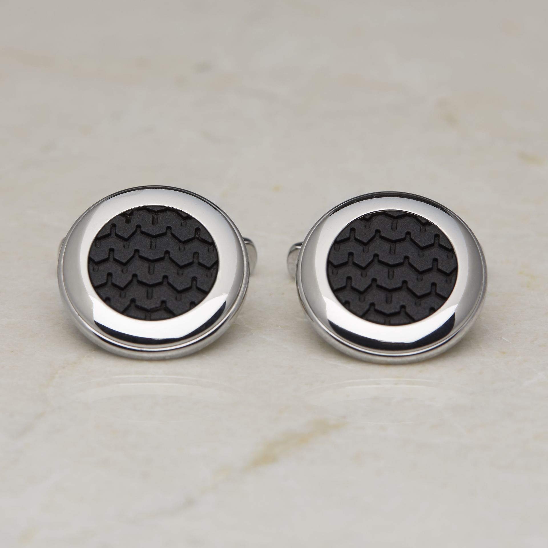 Stainless Steel Black Rubber Mille Miglia Cufflinks