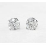 18k White Gold Round Brilliant Cut 4.03ct Diamond Stud Earrings