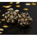 14k Yellow Gold Black Enamel & Diamond Earrings