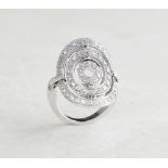 18k White Gold 1.20ct Diamond Cerchi Shield Design Ring