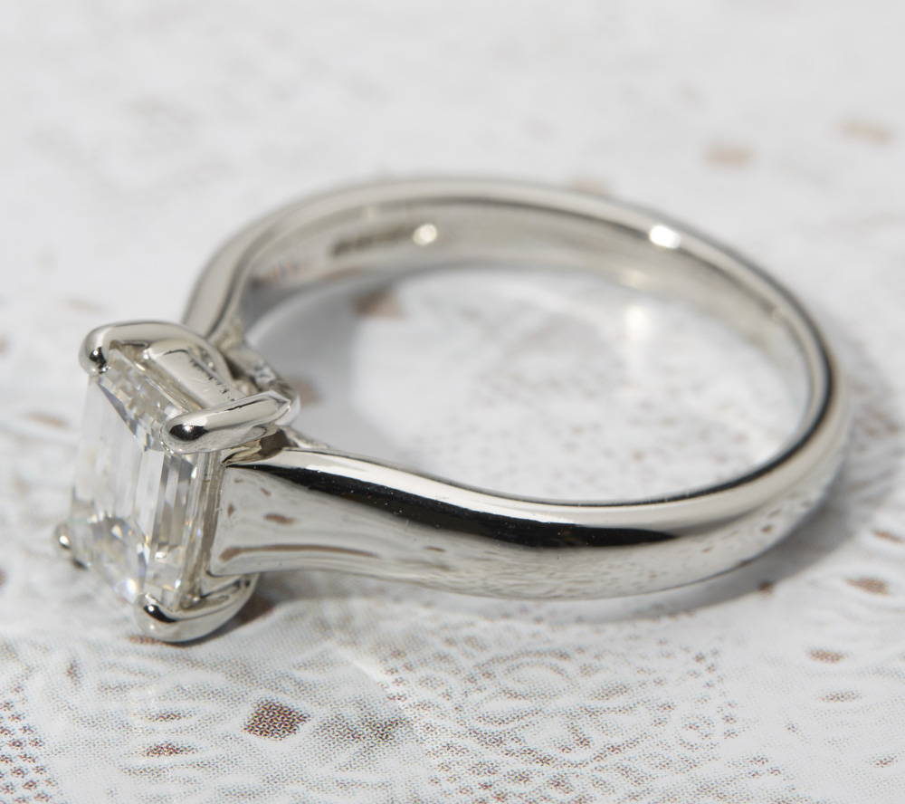 Platinum Emerald Cut 1.12ct Diamond Ring