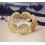 18k Yellow Gold Cabochon Clear Crystal Quartz Bracelet