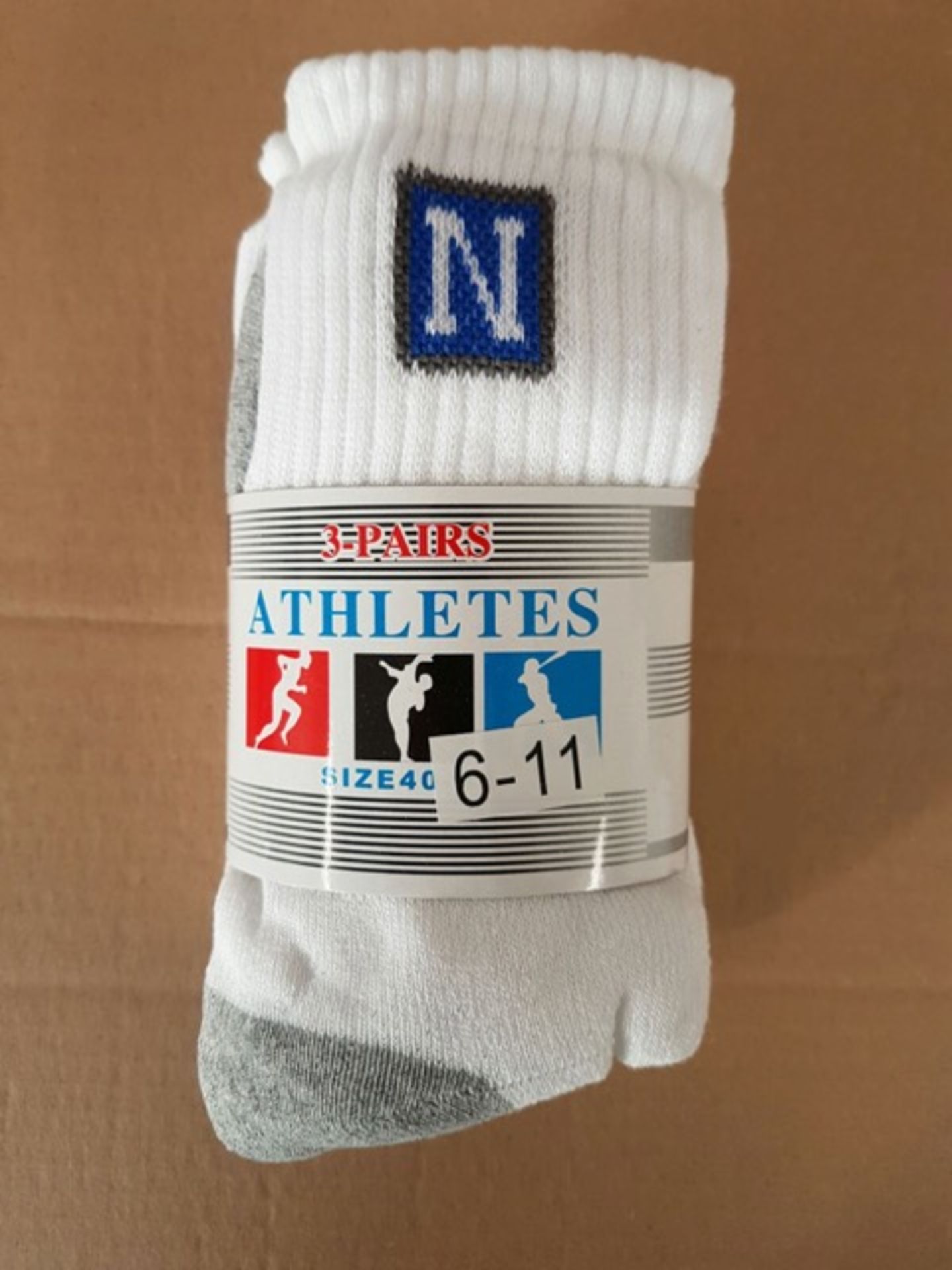 40 x Brand New Packs of 3 High Quality Sports Socks. Size Adult 6-11. Price marked at £5.99 per pack