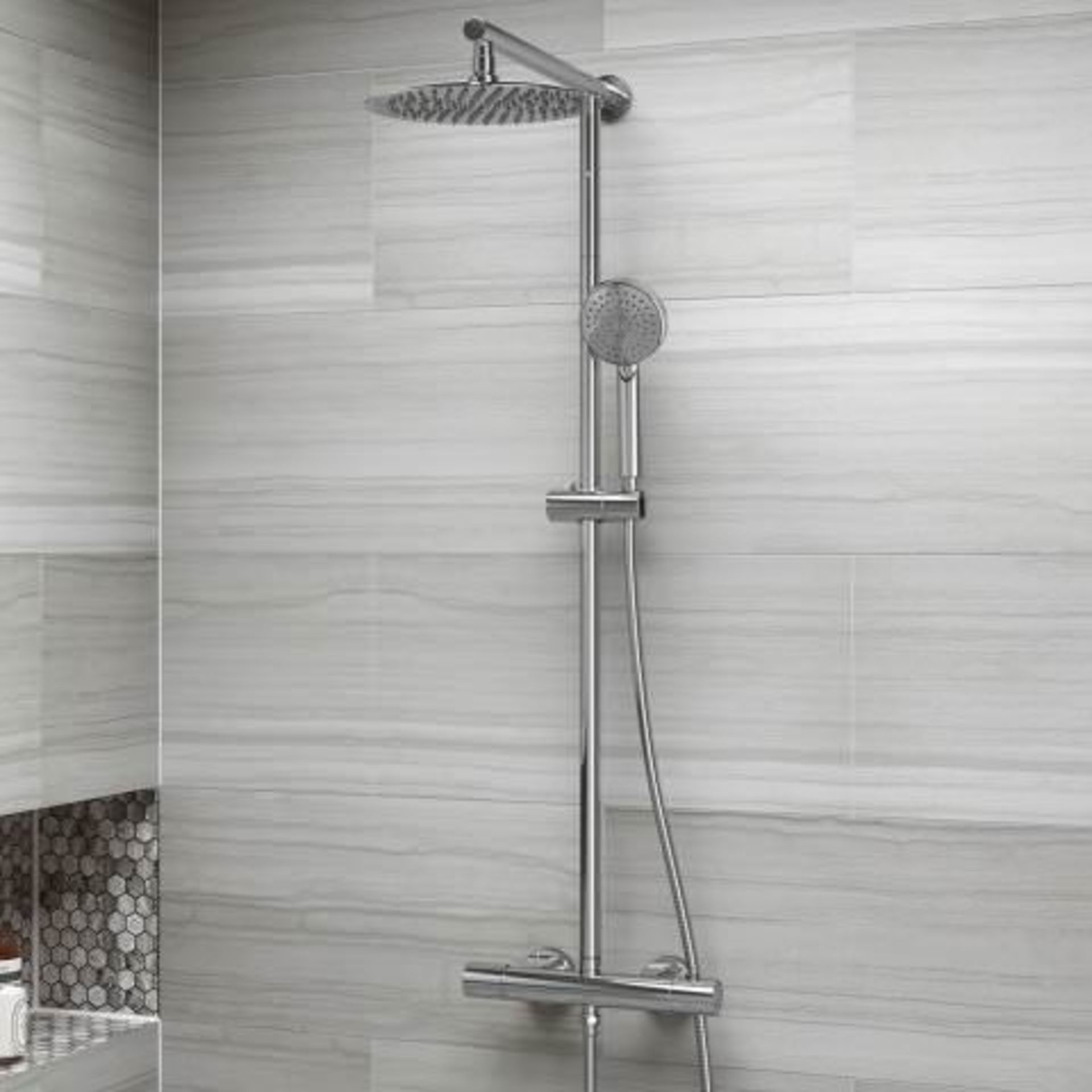 (P42) : 250mm Large Round Head Thermostatic Exposed Shower Kit & Handheld. RRP £299.99. Designer - Image 5 of 5