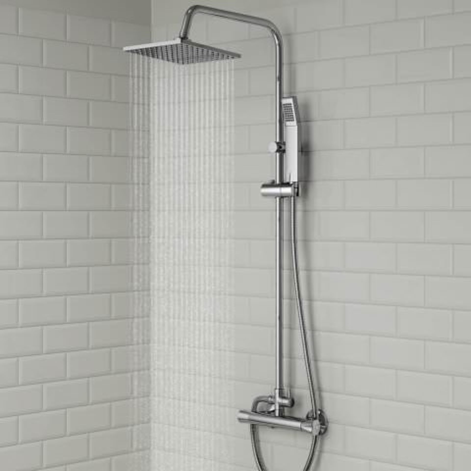 (P41) 200mm Square Head Thermostatic Exposed Shower Kit & Hand Held. RRP £249.99. Simplistic Style