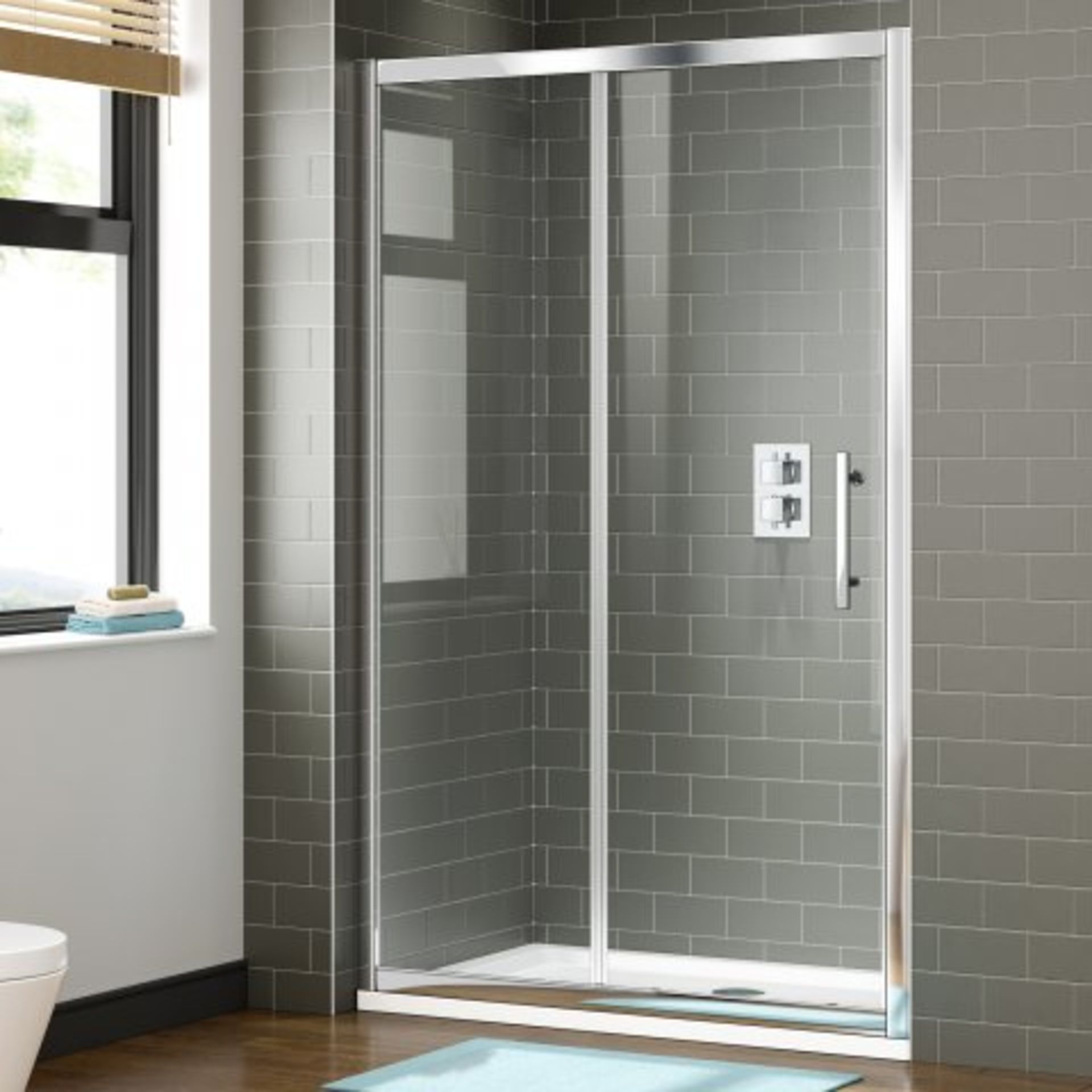 (P37) 1400mm - 8mm - Premium EasyClean Sliding Shower Door. RRP £399.99. Make the most of the dead - Image 4 of 4