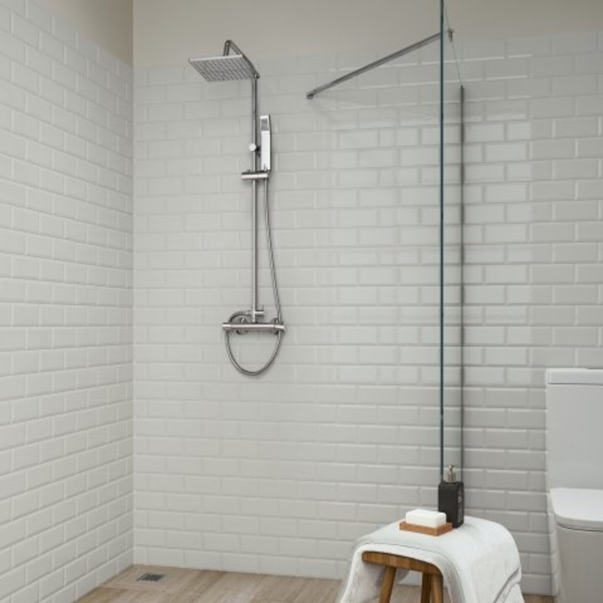 (P41) 200mm Square Head Thermostatic Exposed Shower Kit & Hand Held. RRP £249.99. Simplistic Style - Image 3 of 6