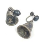 Quirky chunky silver ringing bell earrings marked Sterling Siam