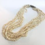 Exquisite vintage multi strand seed pearl necklace, 43cm, box clasp in very good working order