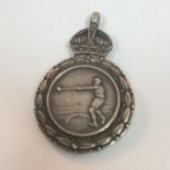 Vintage hallmarked silver medal for the hammer throw, Birmingham hallmarks, maker William James