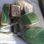 Collection of vintage handheld vanity mirrors and brushes (7)