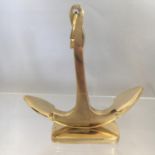 TABLE TOP YELLOW METAL SHIP'S ANCHOR PAPERWEIGHT