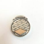 Art Deco hallmarked silver fob with blank gold cartouche, Birmingham hallmarks, maker James Walter