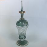 Glass perfume bottle, 15cm to top of stopper, excellent condition
