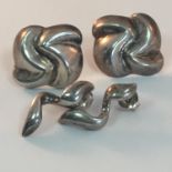 Two pairs of chunky silver earrings, stamped 925