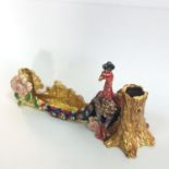 Enamel and crystal set peacock desk pen holder, excellent condition.