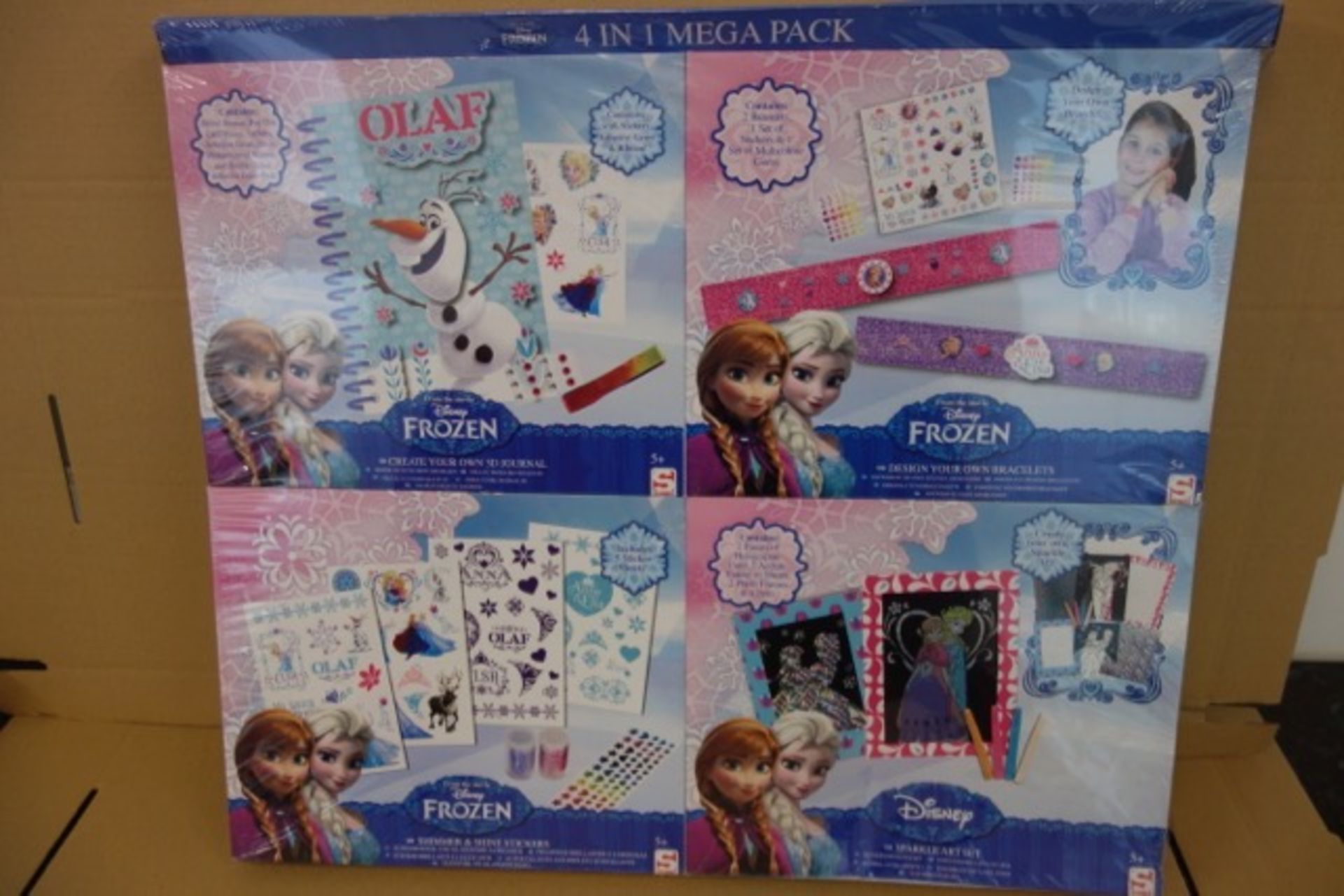Pallet to contain 90 x Brand New Disney Frozen 4 in 1 Mega Pack. Each Includes: Create Your Own 3D