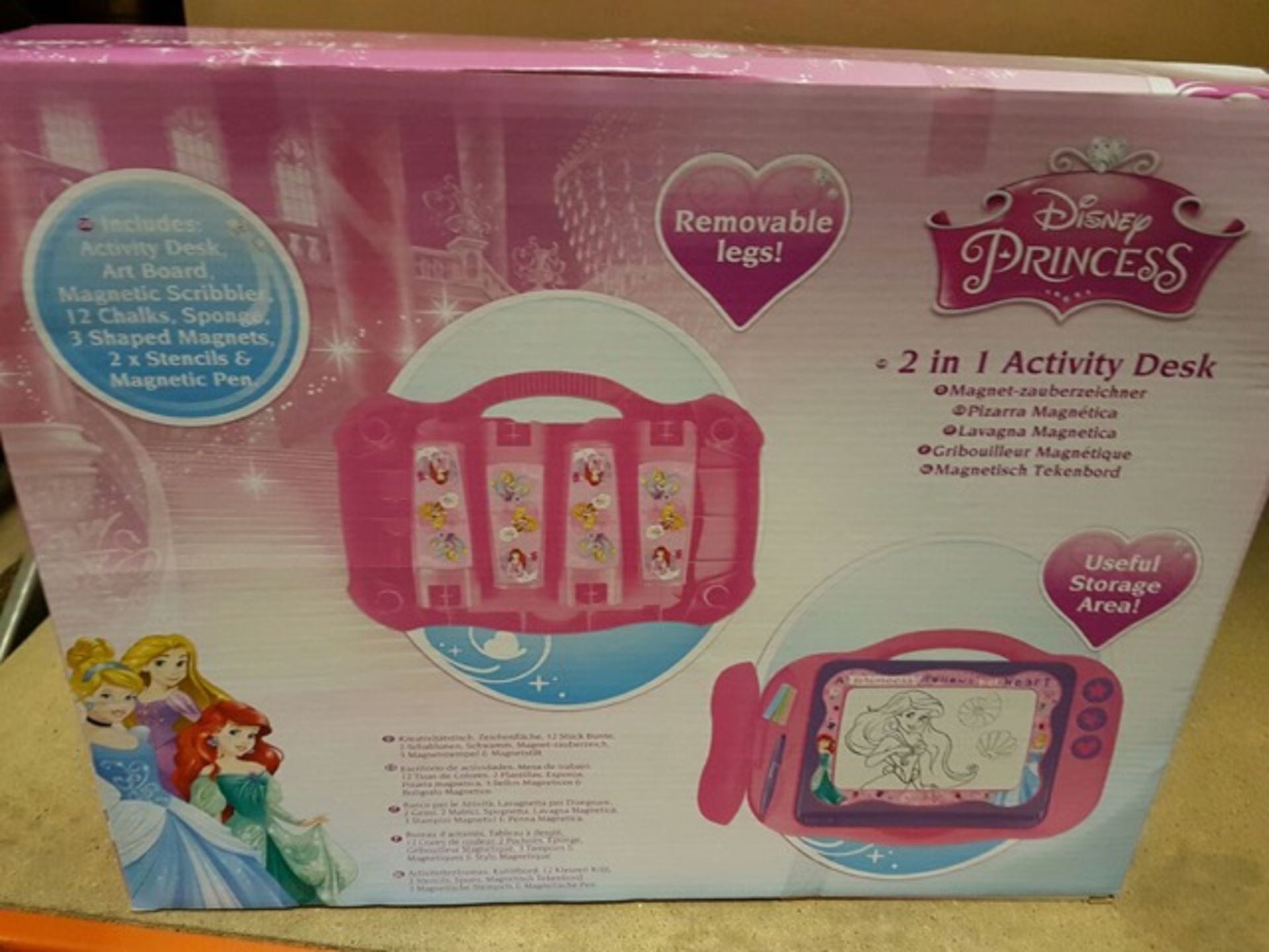 12 x Brand New Disney Princess 2 in 1 Activity Desks. Includes chalk board, double sided work - Image 2 of 2