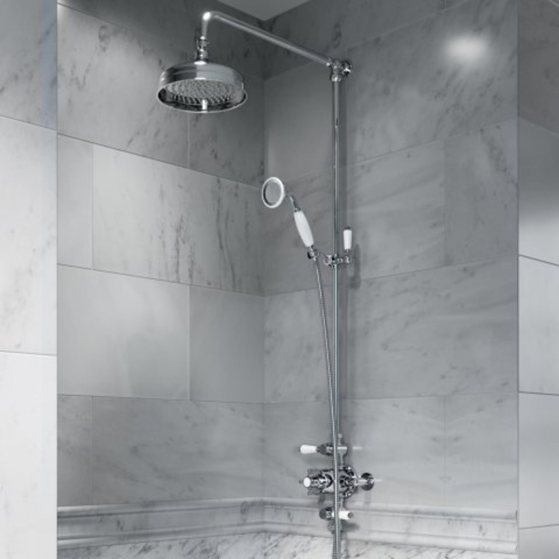 (A33) 200mm Finest Head Thermostatic Traditional Exposed Shower Kit & Handheld. RRP £599.99. We take - Image 2 of 5