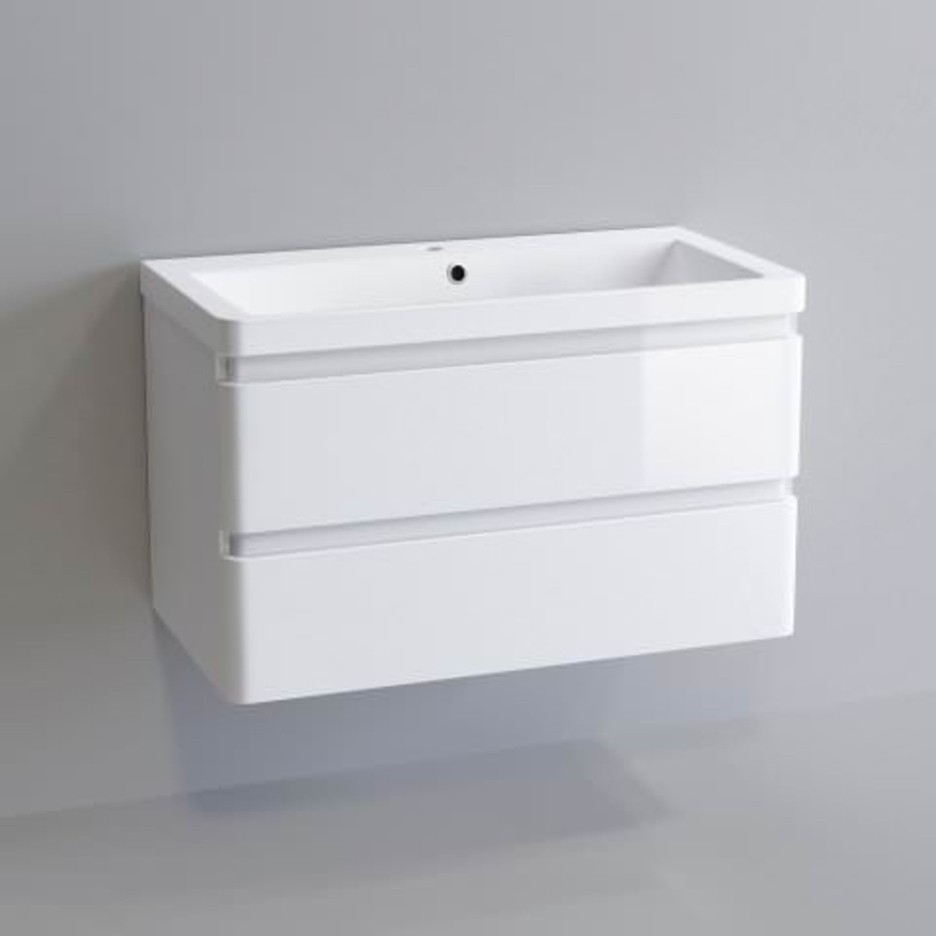 (A23) 800mm Denver II Gloss White Built In Basin Drawer Unit - Wall Hung. RRP £649.99. COMES - Image 4 of 5