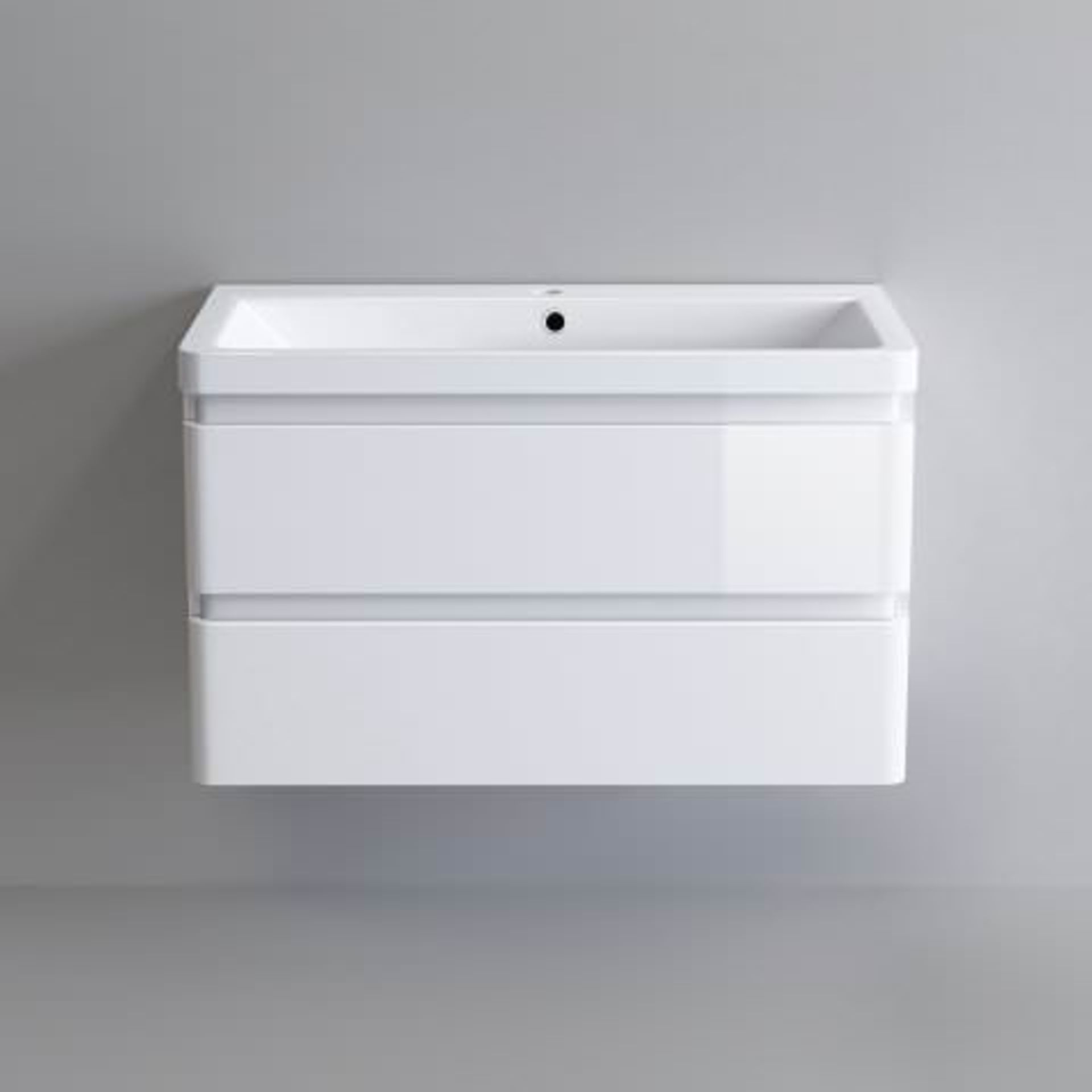 (A23) 800mm Denver II Gloss White Built In Basin Drawer Unit - Wall Hung. RRP £649.99. COMES - Image 5 of 5