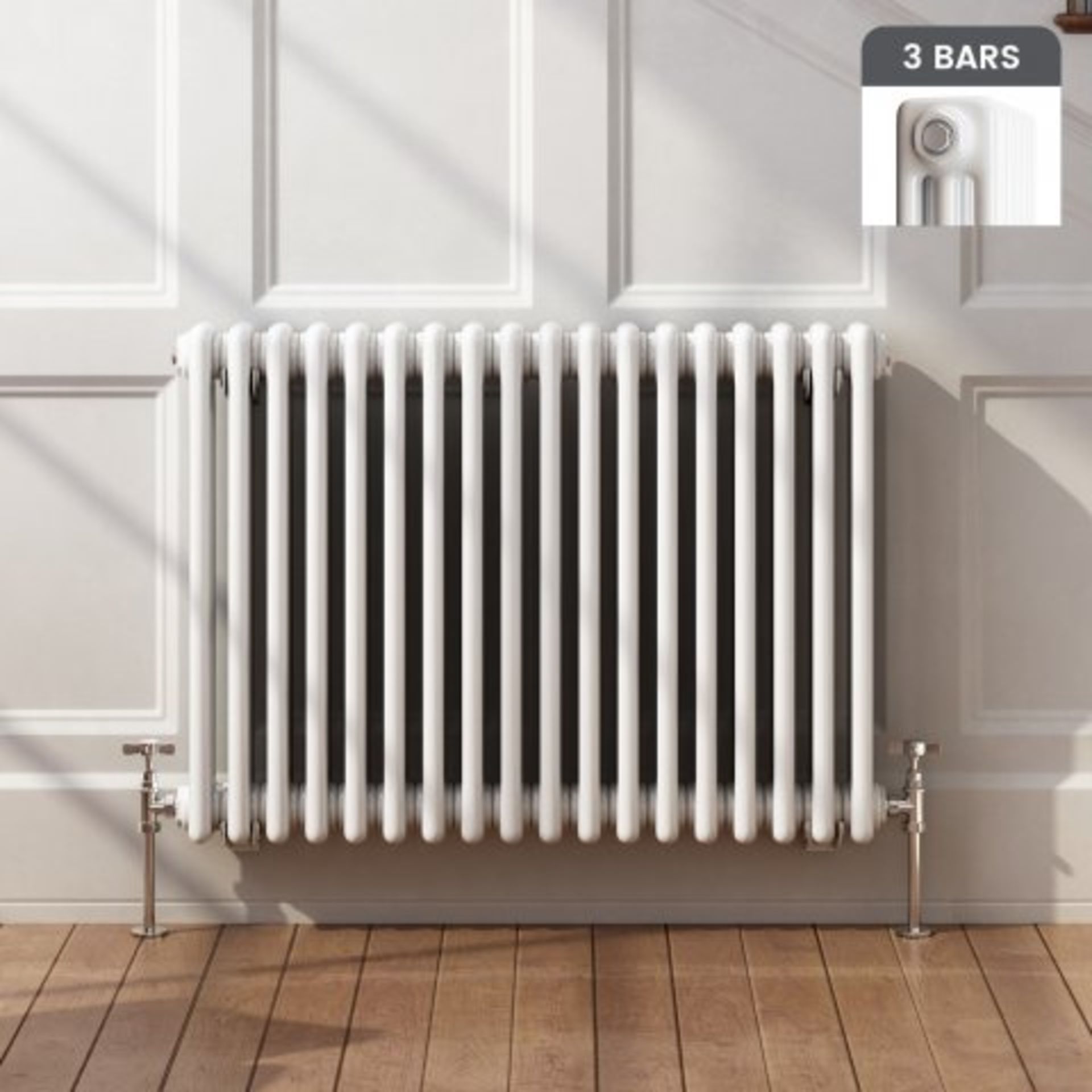 (A44) 600x820mm White Triple Panel Horizontal Colosseum Radiator - Roma Premium. RRP £295.99.