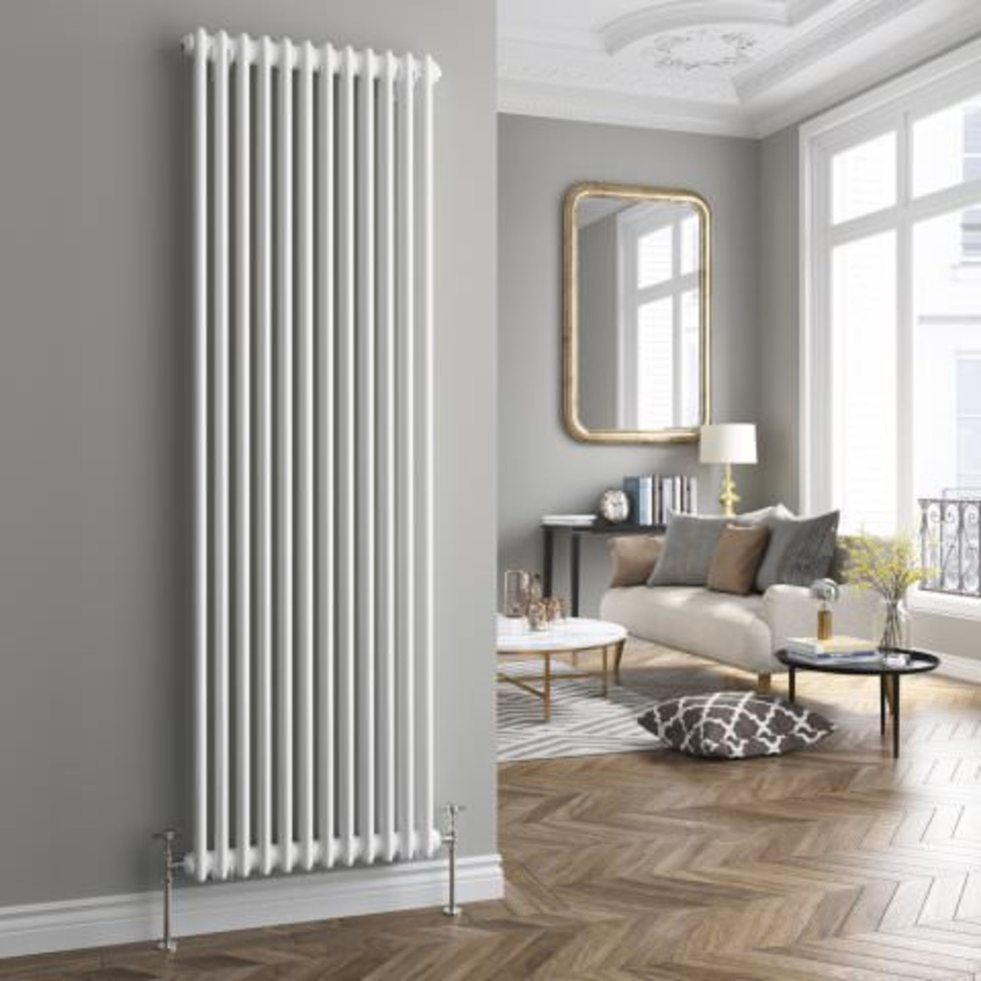 (A37) 1800x554mm White Double Panel Vertical Colosseum Radiator - Roma Premium. RRP £499.99. Classic - Image 3 of 3