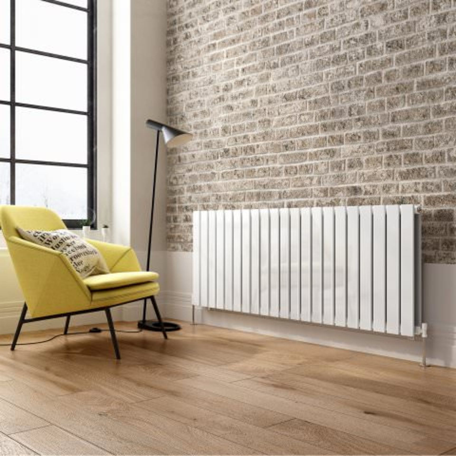 (A40) 600x1596mm Gloss White Double Flat Panel Horizontal Radiator - Hayes Premium. RRP £674.99. - Image 3 of 5